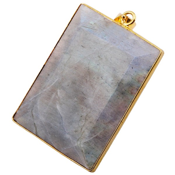 mookaitedecor Modern Moonstone Pendant, Women's Fashion Jewellery with Gold-Plated Edging