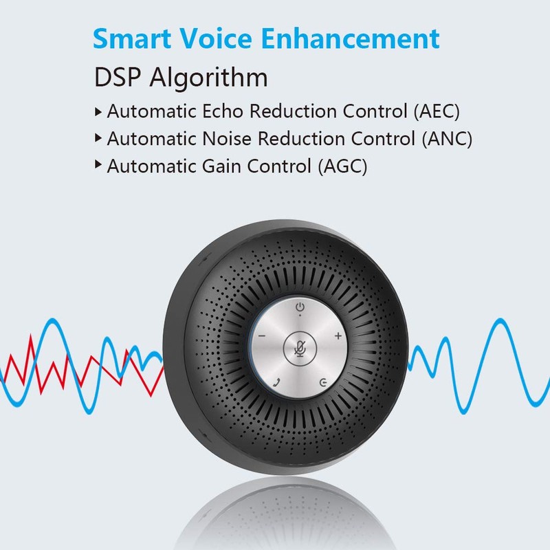 MOERTEK S6 Bluetooth Speakerphone with 4 Microphone Array, 360º Voice