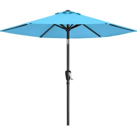 ABCCANOPY 7.5FT Patio Umbrella - Outdoor Waterproof Table Umbrella with Push Button Tilt and Crank, 6 Ribs UV Protection Pool Umbrella for Garden, Lawn, Deck & Backyard(Turquoise)
