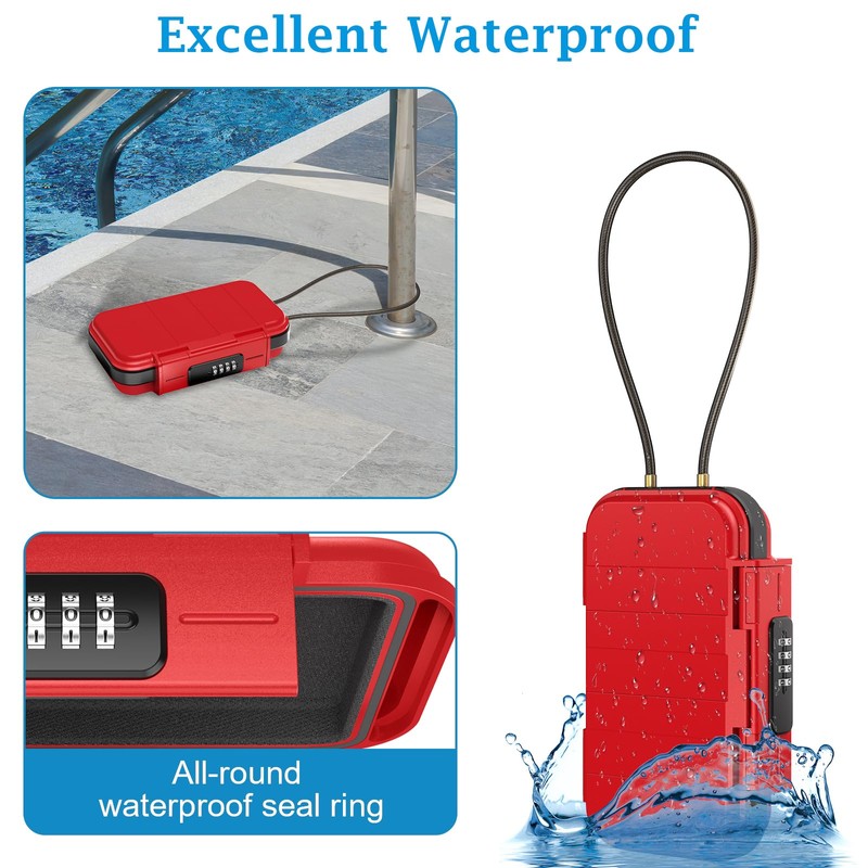 AMIR Travel Safe Lock Box, Waterproof Combination Security Cash Box,