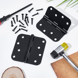 UNICRAFTALE 2 Sets Self Closing Door Hinges Matte Black Spring Loaded Hinge Metal Interior Hinges with 16Pcs Pins Adjustable Tension for Garage Front Doors Left and Right Hand Door