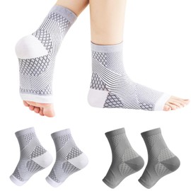 JaYouhe 2 Pairs Unisex Ankle Support Neuropathy Compression Socks, Plantar Fasciitis Socks Ankle Strap Brace Achilles Tendonitis Foot Support