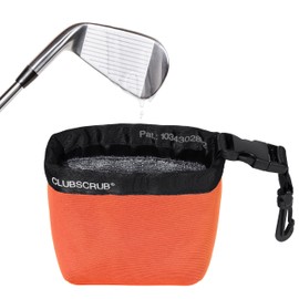 Club Scrub Golf Club and Golf Ball Cleaning Bag, Waterproof Clean Face Technology Liner, Perfectly Dry Neoprene Exterior, Detachable Clip, Machine Washable, Cleans Club Grooves, Orange