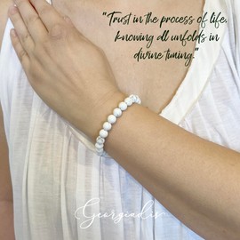 ( Georgiadis ) - Stunning 8mm Howlite Gemstone Bracelet, Calming, Soothing and Tranquil, Gift, Bracelet for Women (White Grey, 20)