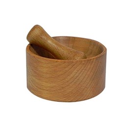 NATURAL WOOD PESTLE AND MORTAR WITH BOWL SPICE HERB CRUSHER GRINDER GRINDING M02
