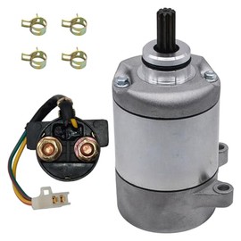 JULRICARB 31200-HM8-B61 Starter Fit for Honda Recon 250 2008-2020 TRX250TM TRX250TE Trx250 ES 31200-HM8-003 31200-HM8-A41 with Relay & Clamps