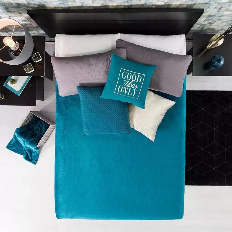 Vianney Cobertor Ligero King Size Azul Turquesa Elegante Vianney