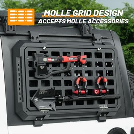 Rear Window Storage Table Molle Panel Flank Kit Rear Foldable Window Shelf for Jeep Wrangler 2018-2025 JL 4 Doors