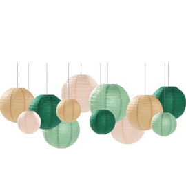 Capesaro Sage Green Paper Lanterns Decorative 12 Pieces Party Hanging Decorations for Rustic Party Bridal Shower Wedding Baby Shower Graduation Anniversary Neutral Room Decoration