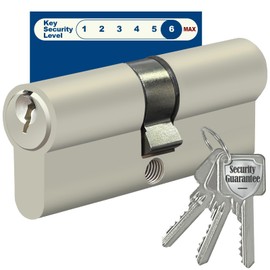 Locking Cylinder, 30/30 Cylinder Lock with 3 Keys, 60 mm Door Cylinder, Profile Cylinder, Locking Cylinder Simultaneous Locking Set,Door Lock Cylinder