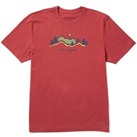 Life is Good Men's Vintage Crusher Graphic T-Shirt Bike Vista, Faded Red, x Large