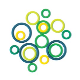 KnitPro Pack of 50 Assorted Plastic Green Blue Yellow Stitch Ring Markers K10897