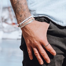 Nato Cuff - Braided Cotton Bracelet 4 mm - Handmade in France - Men Women Adjustable Jewel, Stainless Steel