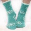 BambooMN X-Large Soft Warm Cozy Fuzzy Snowflake Crew Socks, 06