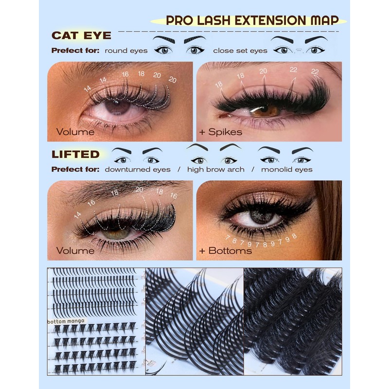 CORUSCATE Lash Clusters Spikes with Bottom Lashes 120D Eyelash Clusters