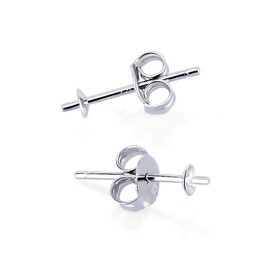 LGSY 925 Sterling Silver Simple Classic Earrings Fitting for Pearl, Earring Post Findings with Pearl Seat for Pearl DIY Jewelry Making