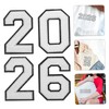 DOITOOL 4pcs White Chenille Iron Number Patches for DIY Clothing