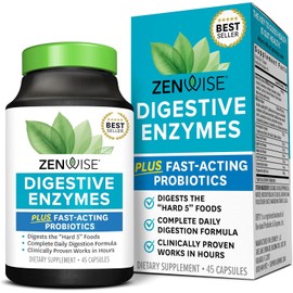 Zenwise - Probióticos y prebióticos digestivos - Alivio de la digestión y la hinchazón para mujeres y hombres, absorción de lactosa con amilasa y bromelina, 45 unidades