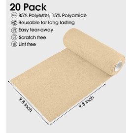 KitchLife Microfiber Cleaning Cloth Roll - Tear-Away Reusable Microfiber Paper Towels, Lint-Free, Washable, 20 Sheets for Kitchen, Car, Dishes, and Sensitive Surfaces (Wheat)