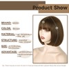 WERD Short Brown Bob Wig with Bangs,Brown Straight Bob Wig