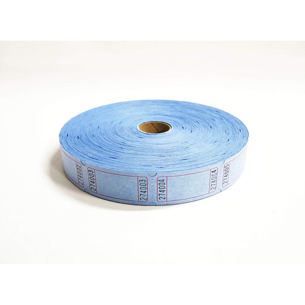 1 X 2000 Blank Blue Single Roll Consecutively Numbered Raffle