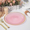 100PCS Transparent Pink Gold Plastic Plates, 10in Dinner Plate