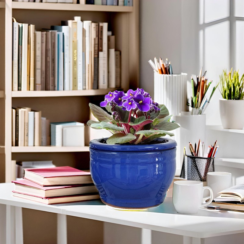 Dphagesy African Violet Pots Self Watering 6 inch Round Ceramic