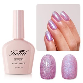Imtiti Glitter Gel Nail Polish, Mermaid Iridescent Glitter Gel Polish Soak Off LED U V Shimmer Sparkle Nail Gel Polish DIY Nail Art Starter Manicure Salon Gel Nail Polish Kit for Women Girls 10ML