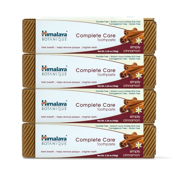 Himalaya Botanique Complete Care Toothpaste, Simply Cinnamon, Plaque Reducer for Brighter Teeth and Fresh Breath, 5.29 oz, 4 Pack