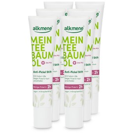 alkmene My Tea Tree Oil Anti Pimple Pen 6 x 15 ml Less Pimples in 2 Hours - Natural Pure Tea Tree Oil, Vegan & Climate Neutral - SOS Pimple Pen - Instant Aid Against Pimples & Blemishes - Antipimple