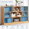 IOTXY Open Shelf Low Bookcase - Wooden 3-Tier Floor Standing