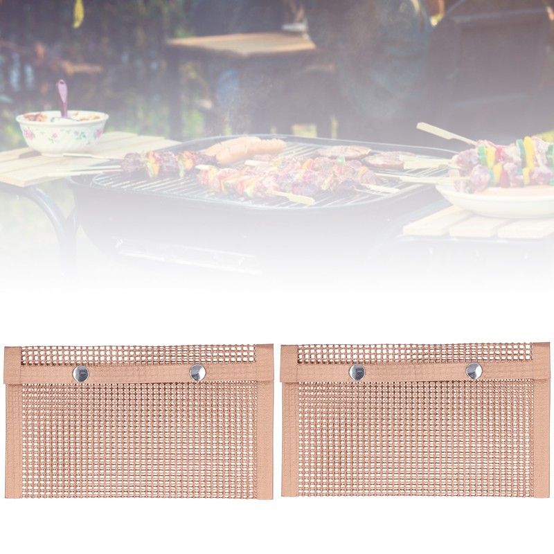 2PCS BBQ Grill Mesh Bag High Temperature Resistant Barbecue Bag