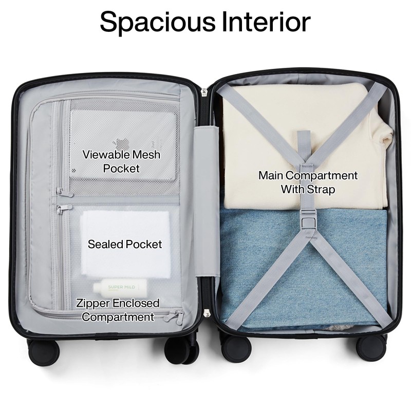 Hanke 24 Inch Luggage with Spinner Wheels Lightweight PC Hard