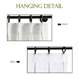 Macochico 52 W x 96 L Blackout Faux Linen Curtains Blackout Room Drapery Panel with Pinch Pleated for Bedroom Classrooms Sliding Glass Door,Beige White (1 Panel)