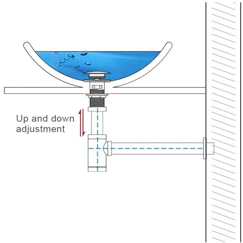 Bathroom Sink Stopper P-Trap Complete Set Adjustable 1-1/4 Sink Drain