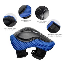 Abree Knee Pads For Kids Elbow Pads Wrist Pads 6pcs Thick Protective Gear Set For Scooter Bike Skateboard Roller Skates Cycling Skating Riding (Blue)