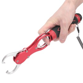 VGEBY Fish Lip Grabber, Fish Lip Gripper Fishing Pliers Fishing Lip Grips Made of Aluminium Alloy with Portable Scale (Red)