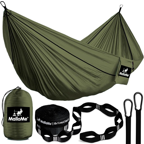 MalloMe Camping Hammock with Straps - Heavy Duty Outdoor Hammocks
