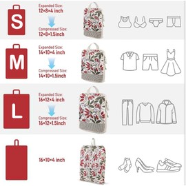 Compression Packing Cubes,4 Pcs Travel Packing Cubes Set,Lumobrilla Travel Organisers for Carry On Suitcases,Expandable Storage for Women/Men,Berry-Printed