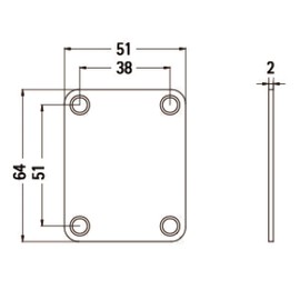 Guitar neck joint plate 51mm x 64mm in gold including screws