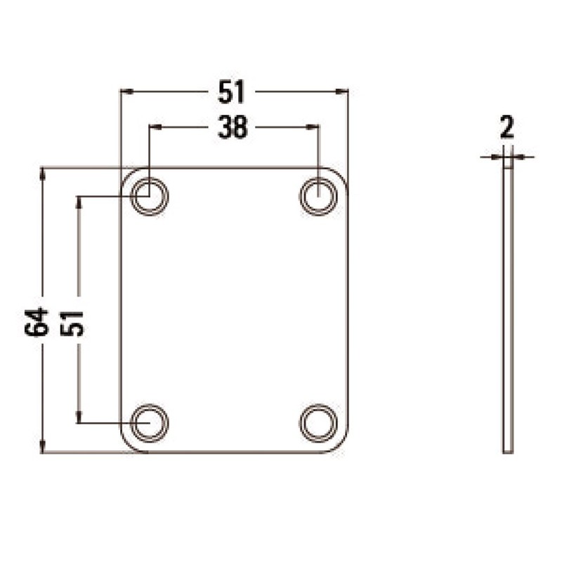 Guitar neck joint plate 51mm x 64mm in gold including