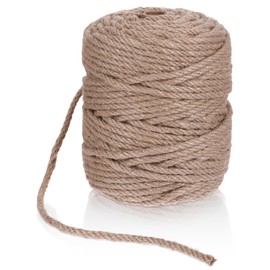 328 Feet 6mm Jute Twine Jute Rope Natural Thick Jute Twine String, 4-Ply 1/4” Heavy Duty Hemp Rope Thick Twine Rope for Gardening, Floristry, Cat Scratch Post, DIY Art Craft