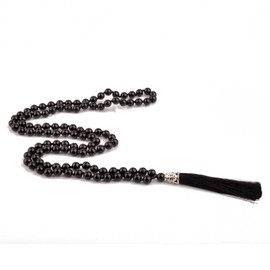 KIKILA Mala Beads 108 Natural Stone GemStones Japamala Yoga Meditation Hand Knotted Beaded Tassel Necklace for Women Men, Large, Stone, No Gemstone