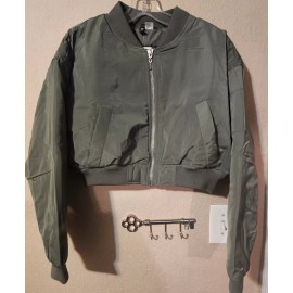 Divided by H&M Women's  Cropped Jacket Color Olive green , Polyester Size Medium