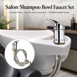 Salon Shampoo Bowl Faucet Set for Hair Washing – Metal Hot & Cold Mixer with Spray Hose for Sink Replacement