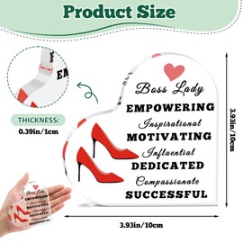 Boss Lady Desk Decor Signs Desk Decor for Office Manager Supervisor Team Leader Appreciation Retirement Acrylic Heart Keepsake Birthday Gift for Boss Female Supervisor office Thank You Gifts