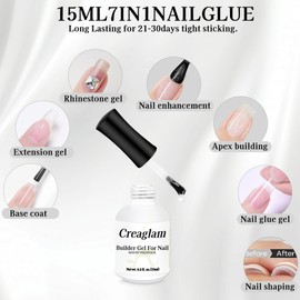 Creaglam Women Builder Gel for Nails: 1Pcs 7 in 1 Clear Builder Nail Gel Set for Fast Nail Art Set DIY Home Manicure - 15ml Color Hard Gel Extension Nail Gel for Holiday