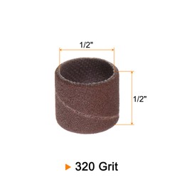 sourcing map 50pcs Sanding Drums 1/2 Inch Mini Sanding Sleeves 320 Grit Sanding Bands for Drum Sander Rotary Tools