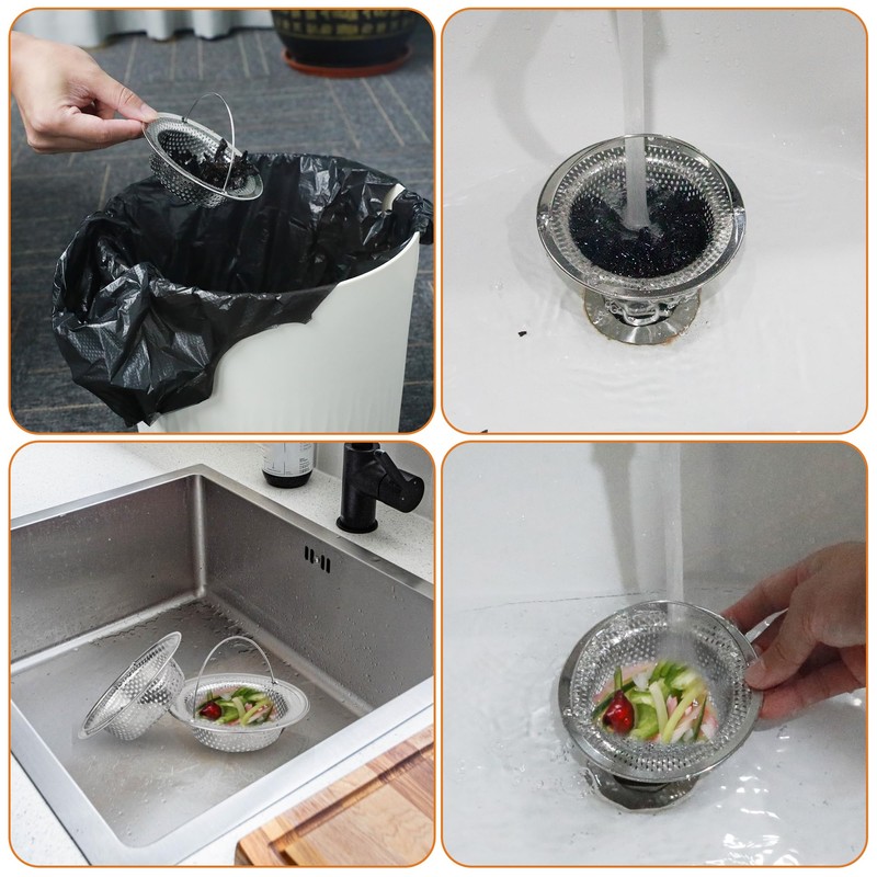 Pack of 2 Sink Strainer Stainless Steel Sink Clogging Protection