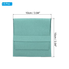 Zaplyte 10x10cm Jewelry Pouches with Band, 5 Pcs Microfiber Soft Storage, Light Green